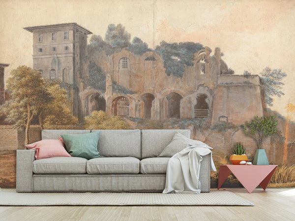 Peel and Stik Wallpaper John Warwick Smith - In the Camp Vaccinio at Rome – 3D Wall Art For Bedroom, Kitchen And Living Room