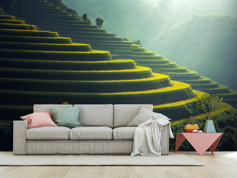 Non-Woven Photo Wallpaper Print For Living Room Or Bedroom "Asian Landscape" Creating Calmness At Home