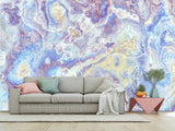 Peel and Stick Abstract Wall Mural Art Desing Abstraction: Blue Color Flows' for Bedroom & Living Room