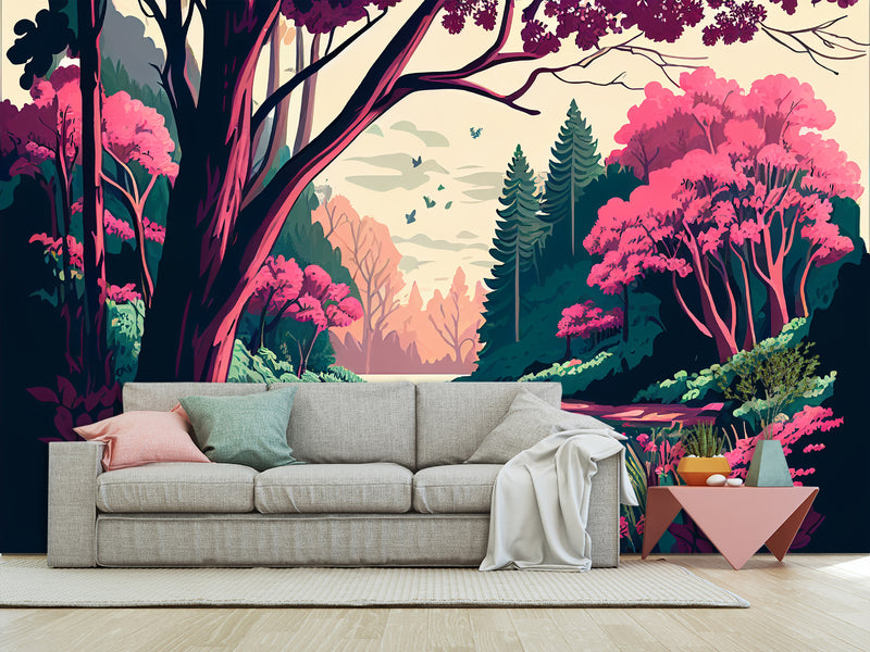 Art Print Non-Woven Wall Mural "Spring Landscape" for Living Room, Kids Room, Decor for Office, Bedroom 🌸