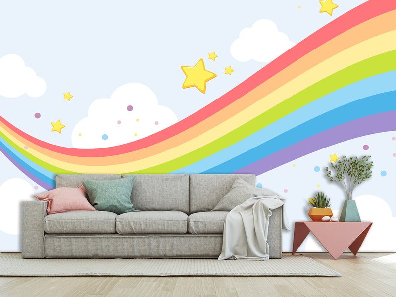 Mural for kids on the wall Self-Adhesive Wallpaper“flying rainbow”, photo wallpaper 3d with a pattern