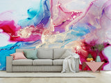 Peel and Stick Wallpaper On The Wall Modern Abstract Wall Art – Burgundy and Sky Blue Design For Bedroom Living Room