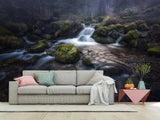 Peel and Stick film Oracal wallpaper for home “Mountain Waterfall”, bedroom decor