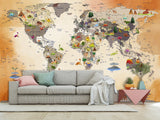 Peel and Stick Vinyl children's world map “Interesting journey” for the children's room