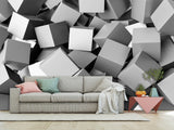 Peel and Stik Mural Wall Mural "Gray cubes" – Decor For Kid's Room Playroom