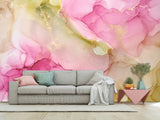 Pink and Green Abstract Intertwining. Self-Adhesive Wallpaper Art Print for Walls. Unique Abstraction Décor for Living Room or Hall "Abstract Flower Petal" 🌸