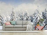 Non-Woven Wallpaper For Living Room and Bedroom Winter Forest Wall Mural Print