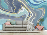 Abstract self-adhesive wallpapers for creating an art space, for office, living room "Gold and Blue Flow"