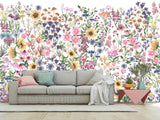 🌸Floral Print For Home Design Non-Woven Wall Murals "Watercolor Wildflowers" For Living Room, Creative Space, Bedroom 🌸