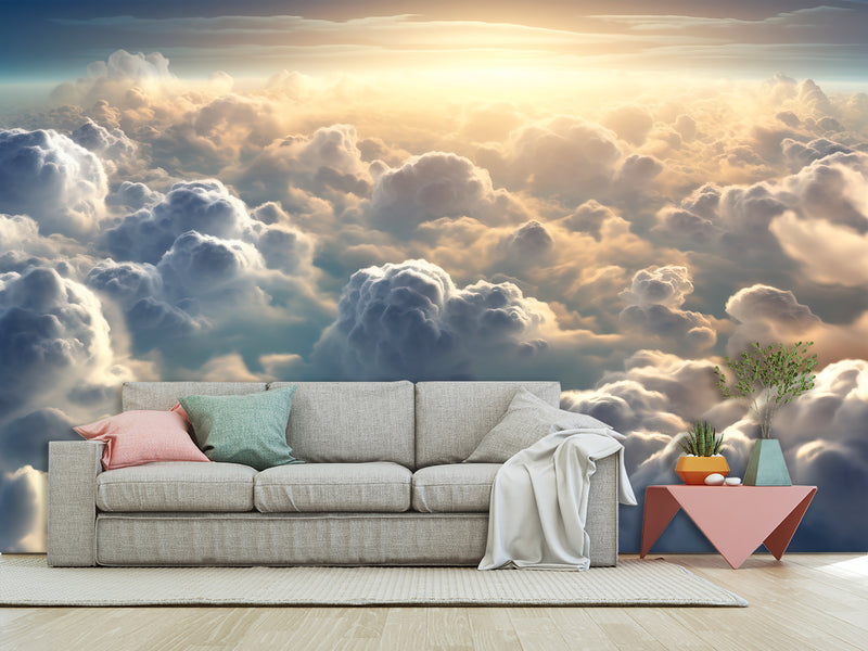 Non-Woven Photo Wallpaper – "Clouds in Sunlight" – Wall Mural for Office or Living Room