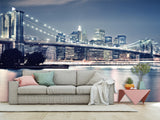 Traditional Wallpaper "Brooklyn bridge at night" New York city – Wall art Wall Mural for Bedroom Kitchen & Living Room