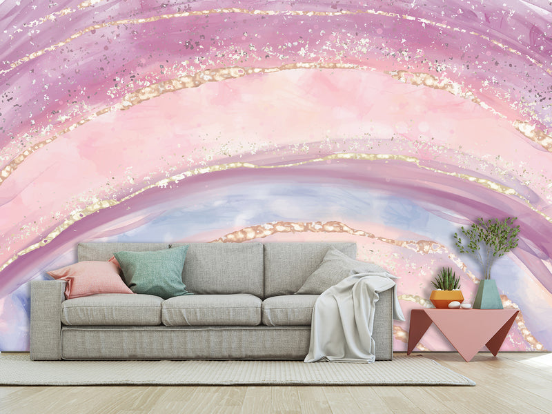 Vibrant Non-Woven Wallpaper. Abstract Modern Style Full-Wall Mural for Kids' Room, Living Room, and Bedroom "Rainbow" 🌈