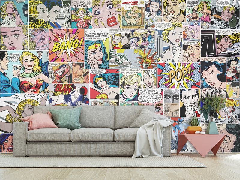 Wall mural 3D self-adhesive in the bedroom, kitchen, hall “Pop art comic”