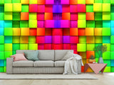 Non-Wowen Wallpaper "Multicolored cubes" – Large Wall art Wallpaper for living room
