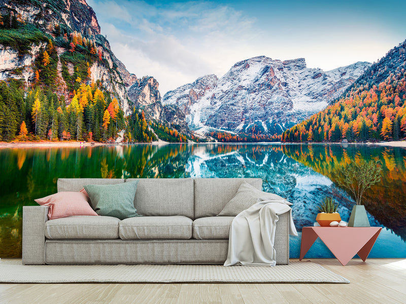 Non-Woven 3D Full Wall Wallpaper Lake Brais in Spain for Bedroom, Living Room, Reception