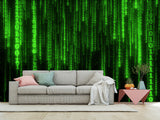 Wall mural Peel and Stick Vinyl “Matrix code" Wallpaper for For Home decor, Bedroom, Playroom