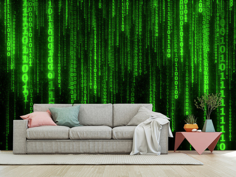 Wall mural Peel and Stick Vinyl “Matrix code" Wallpaper for For Home decor, Bedroom, Playroom