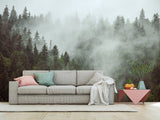 Non-Woven Nature Print Wall Mural for Office, Living Room, "Forest in Mist" Wall Art