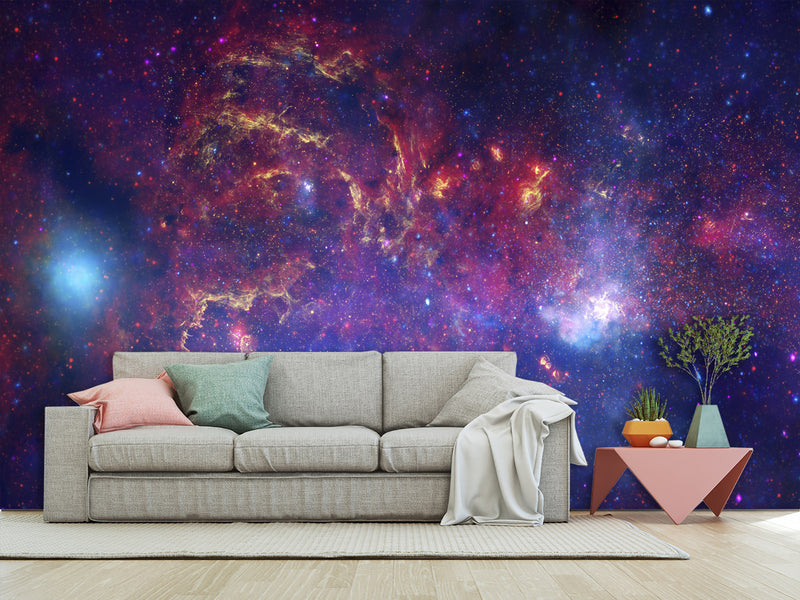Peel & Stick Print Purple Nebula – Full Wall Wallpaper Mural For Living Room Or Bedroom