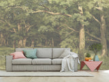Non-Woven Photo Wallpaper, Vintage Nature-Inspired Wallpaper – "Green Forest" for Living Room
