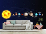 Traditional Wallpaper Mural – Solar System: From the Sun to Pluto – Full Wall Design for Office or Workspace