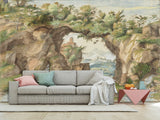 Non-Woven Art Wallpaper – “A Rocky Arch by a Stream” by Gherardo Cibo – Wall Mural for Living Room, Bedroom & Office