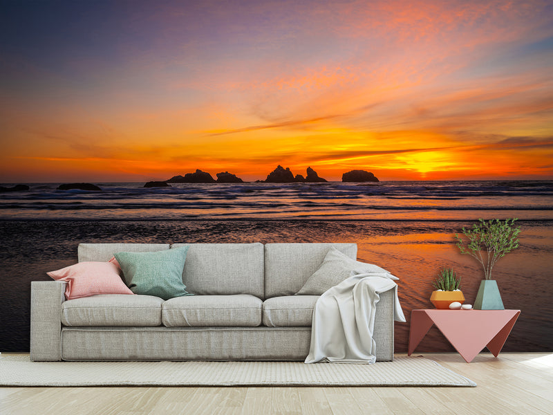 Non-Woven Mural Large Wall Art For Bedroom, Living Room Or Relaxation Zone – Ocean Sunset