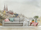 Non-Wowen Mural Full Wall Vintage Desing for Living Room or Bedroom "View of Basel, Switzerland" – William Callow