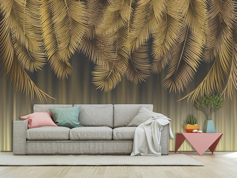 Non-Woven 3D photo wallpaper over the bed in the bedroom “Palm Tree”