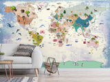 Decor for Kids room, Peel and Stick Oracal film with the pattern “Kids map of the world”