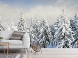 Non-Woven Wallpaper For Living Room and Bedroom Winter Forest Wall Mural Print