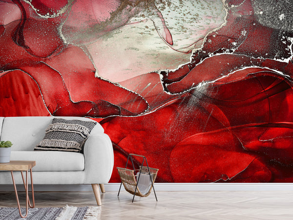 Non-woven photo wallpaper on the wall “Red marble"&nbsp; Decor For Bedroom