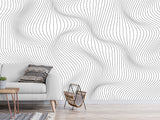 Black and White Self-Adhesive Wallpaper for Living Room and Office "Spiral Abstraction" for Futuristic Design