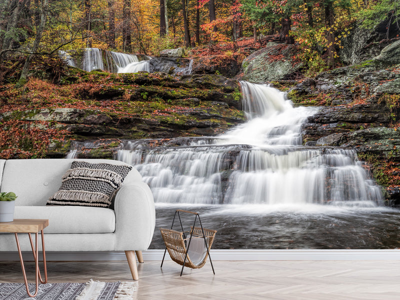 Nature-Inspired Full-Wall Self-Adhesive Wallpaper – "Mountain Waterfall", Perfect for Home Decor, Hotel Design, or Spa Area