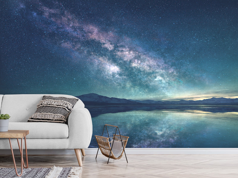 3D Peel and Stick Full Wall Mural – Milky Way Over Mountains for Living Room or Bedroom