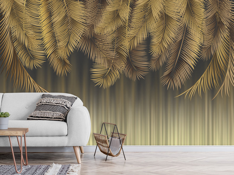 Non-Woven 3D photo wallpaper over the bed in the bedroom “Palm Tree”