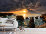 High-Quality Self-Adhesive Wall Mural For Living Room, Lounge Area "Sea Cliffs In The Sunset Glow"