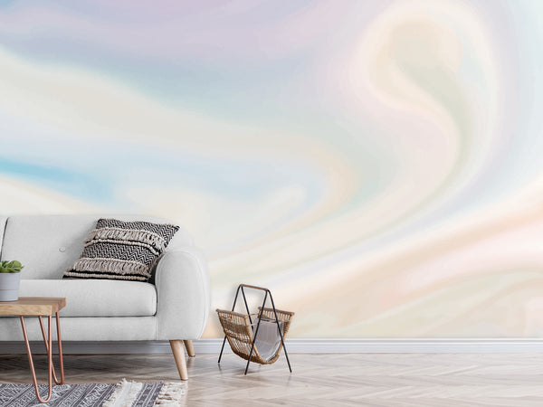 Art Print Non-Woven Full-Wall Wallpaper Modern Combination Of Trendy Colors 'Pastel Mix Of Blue And Pink' For Living Room, Bedroom, Kids Room 🎨