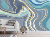 Abstract self-adhesive wallpapers for creating an art space, for office, living room "Gold and Blue Flow"