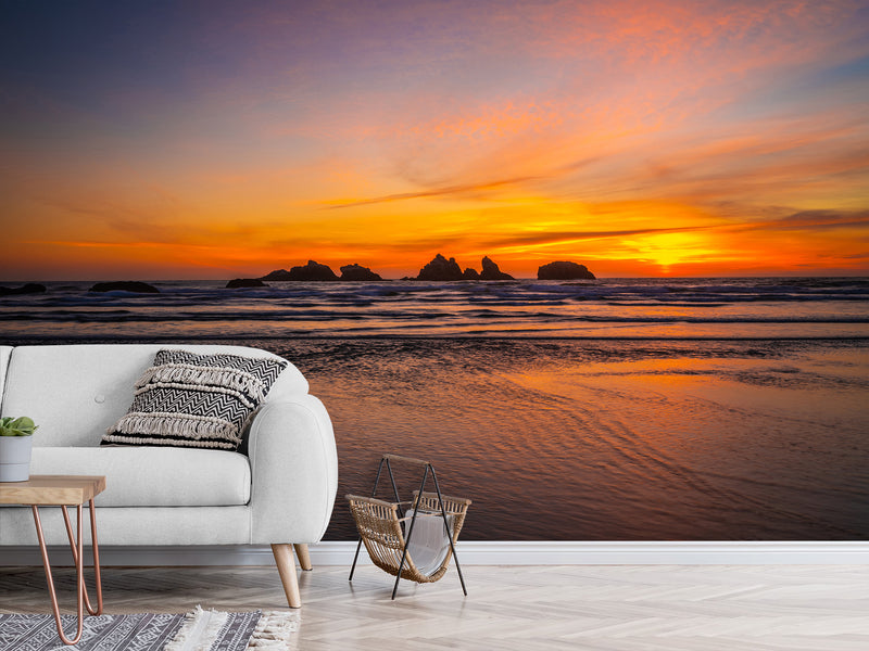 Non-Woven Mural Large Wall Art For Bedroom, Living Room Or Relaxation Zone – Ocean Sunset