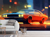 Full-Size Traditional Wallpaper Mural Car Comic Style Wallpaper – Cartoon Car Print For Living Room Or Bedroom