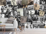 Peel and Stick vinyl Wall mural “Gangsters and the Mafia”, vintage wallpaper with images of criminal bosses" Wallpaper for For Office,  Home decor
