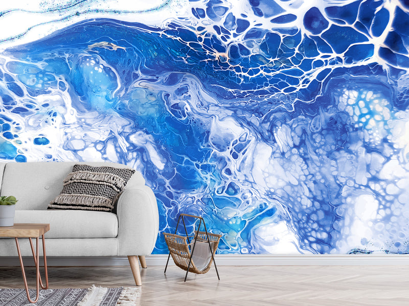 High-Quality Wallpaper With Abstract Design Vinyl Wallpaper Peel and Stick Eco-Paint Wall Mural For Bedroom, Living Room 'Abstraction: Blue Fantasy' 🌌