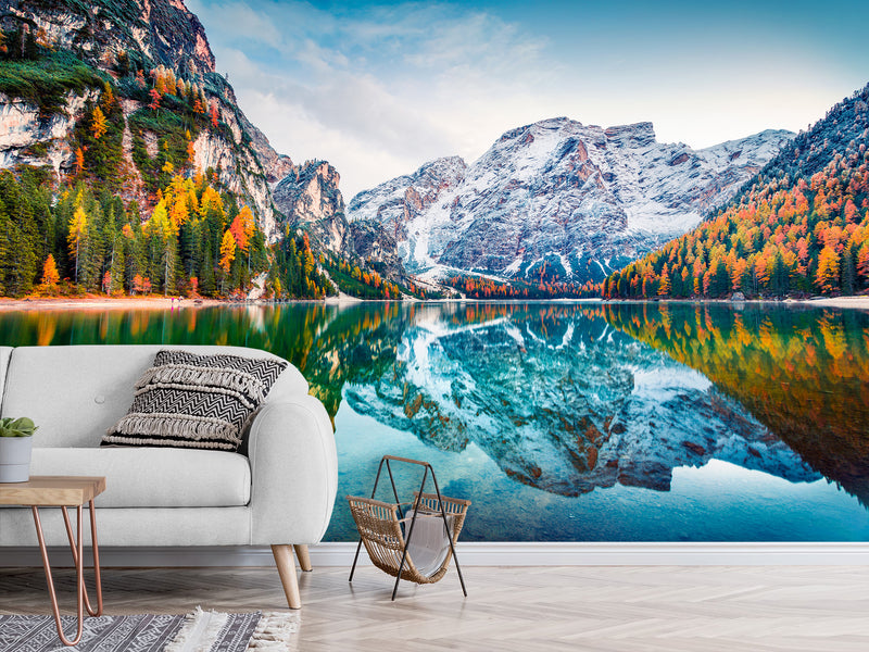 Non-Woven 3D Full Wall Wallpaper Lake Brais in Spain for Bedroom, Living Room, Reception