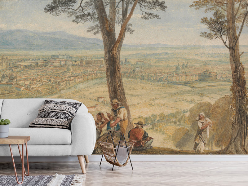 Traditional Full Wall Wallpaper – Classic Print for Room or Office Joseph Mallord William Turner-Rome from Monte Mario
