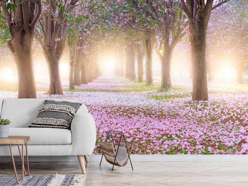 Peel and Stick Made In-House Print For Living Room, Lounge Area "Blooming Trees"