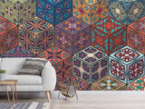 Art Design Geometric Vinyl Wallpaper Peel and Stick Cubes For Office, Workspace