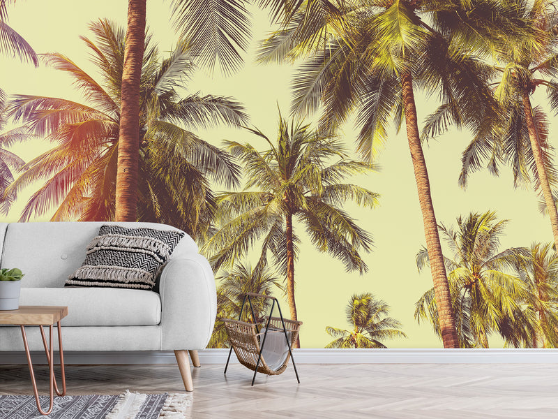 Self-Adhesive Wall Mural Print of Los Angeles Palm Trees for Living Room or Bedroom