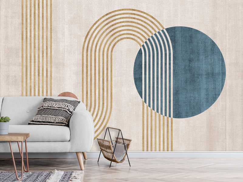 Non-Woven Wall Mural In Art Deco Style  "Geometric Ensemble" For Office  Living Room Bedroom🎨