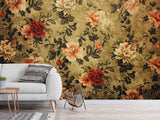 Non-Wowen Mural Full Wall Vintage Floral Composition Print – Classic Flower Arrangement Wall Art For Living Room Or Home Office